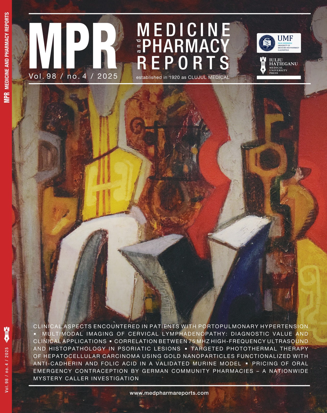 MPR 2025, volume 98, issue 4 - Cover - Painting - Octavian COSMAN (n. 1940), Quintet, 1971, oil on canvas, 85x104 cm, photo credit Florin Gherasim